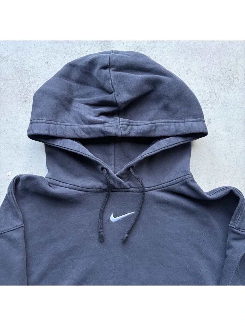 Nike Black Hoodie with White Swoosh Logo, Medium